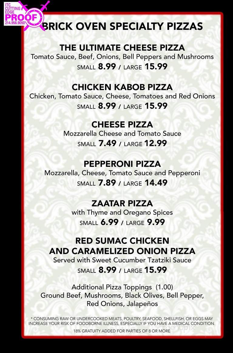 Zonga's - North Richland Hills, TX menu_pic
