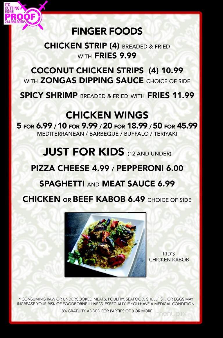Zonga's - North Richland Hills, TX menu_pic
