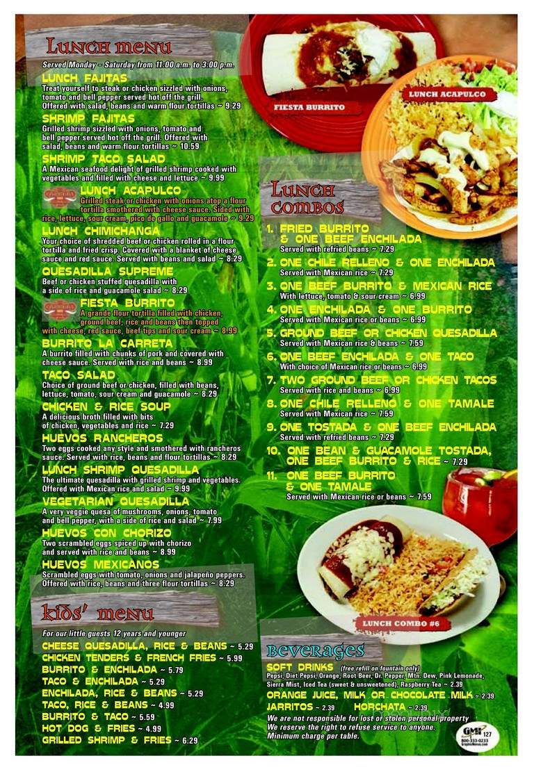 La Carreta - Schererville, IN menu_pic