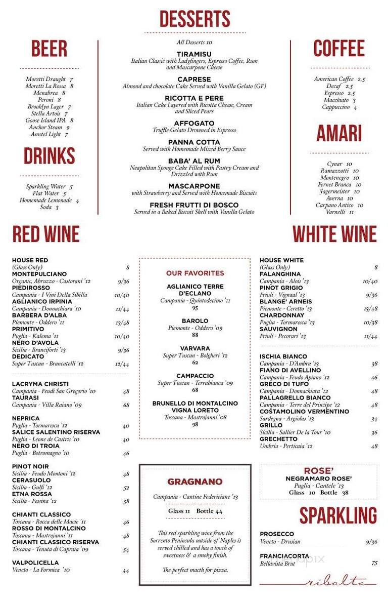 Ribalta - New York, NY menu_pic