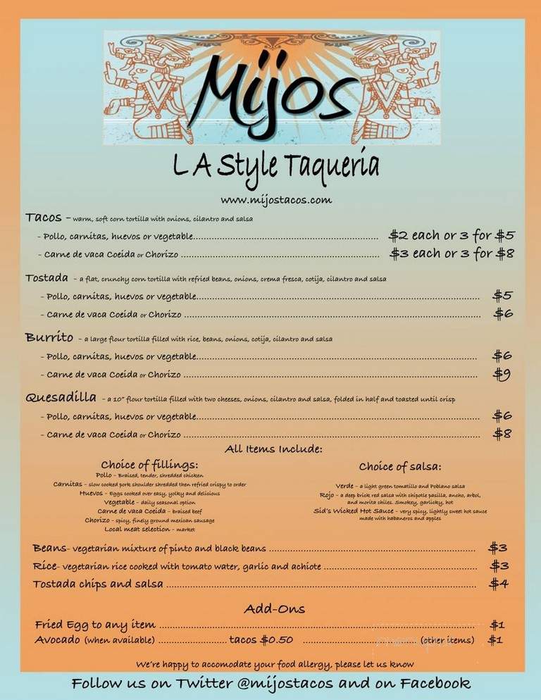 Mijos Tacos - Providence, RI menu_pic