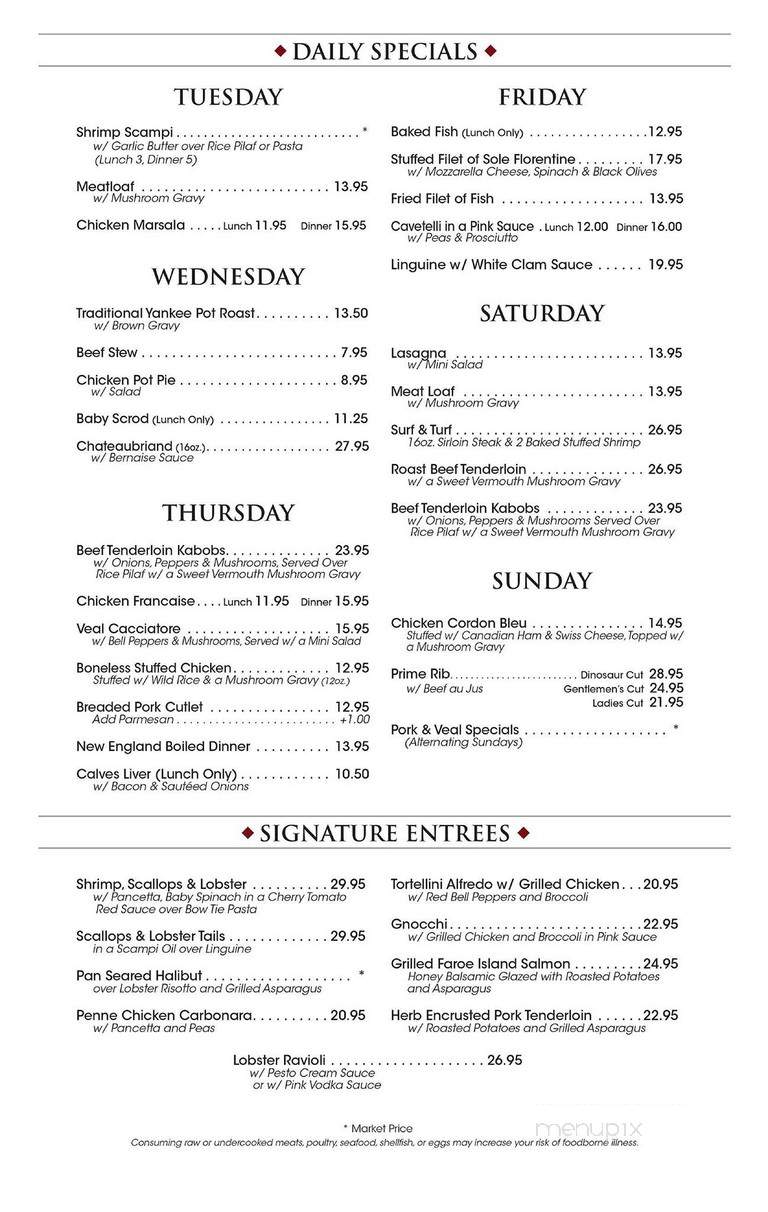 Twin Oaks - Cranston, RI menu_pic