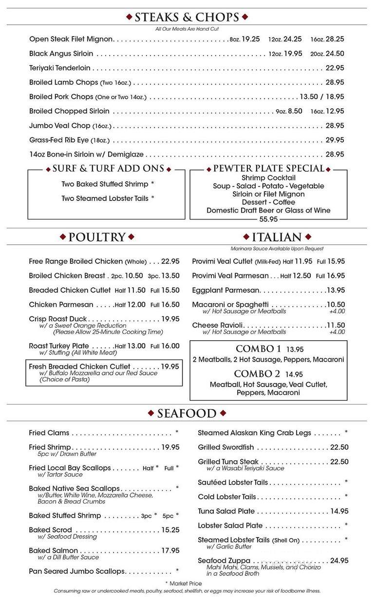 Twin Oaks - Cranston, RI menu_pic