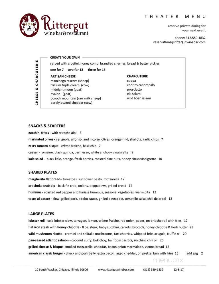 Rittergut Wine Bar - Chicago, IL menu_pic