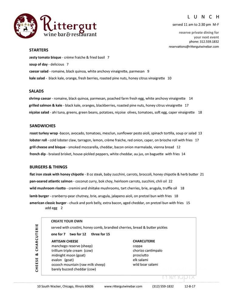 Rittergut Wine Bar - Chicago, IL menu_pic