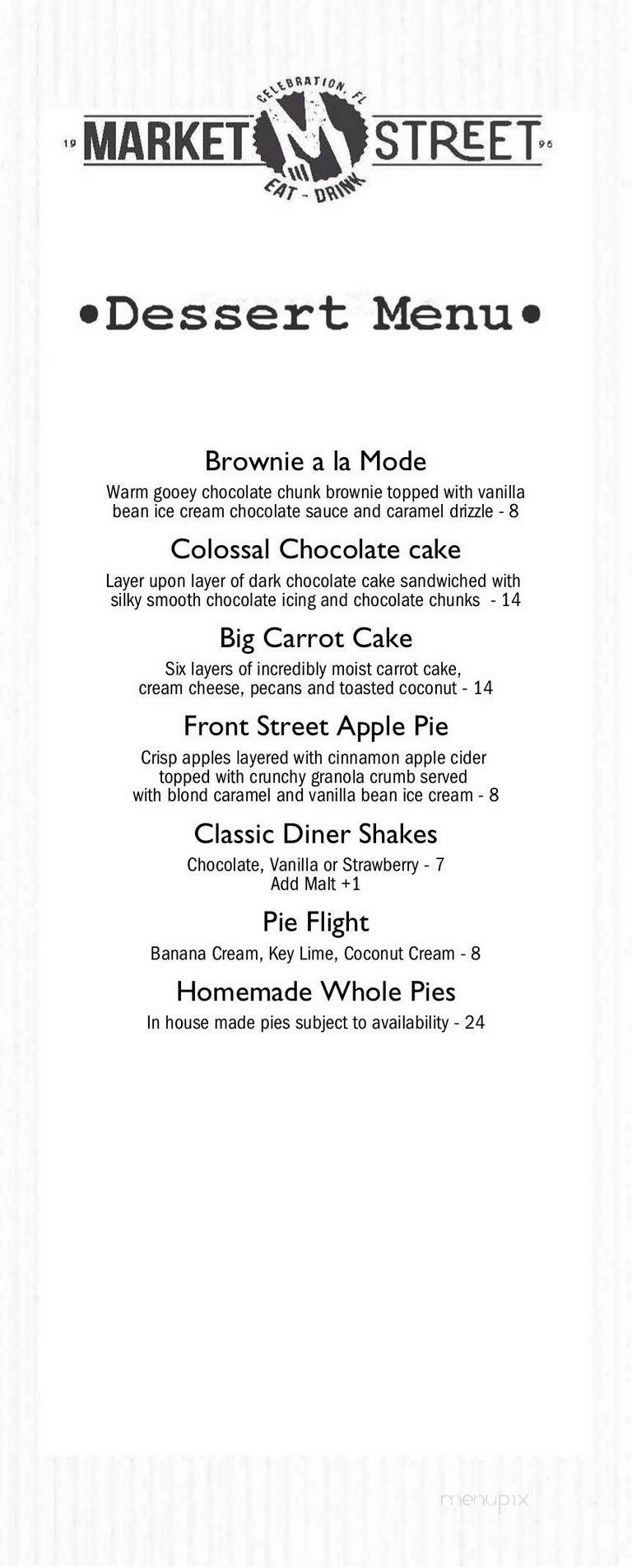 Market Street Cafe - Orlando, FL menu_pic