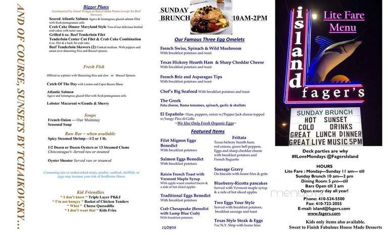 Fager's Island - Ocean City, MD menu_pic