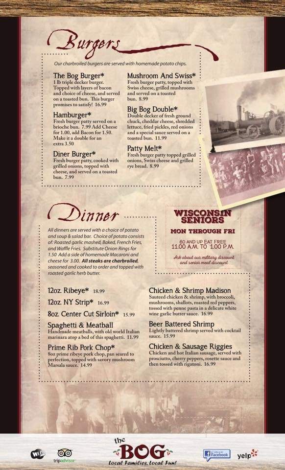 Bog - Warrens, WI menu_pic