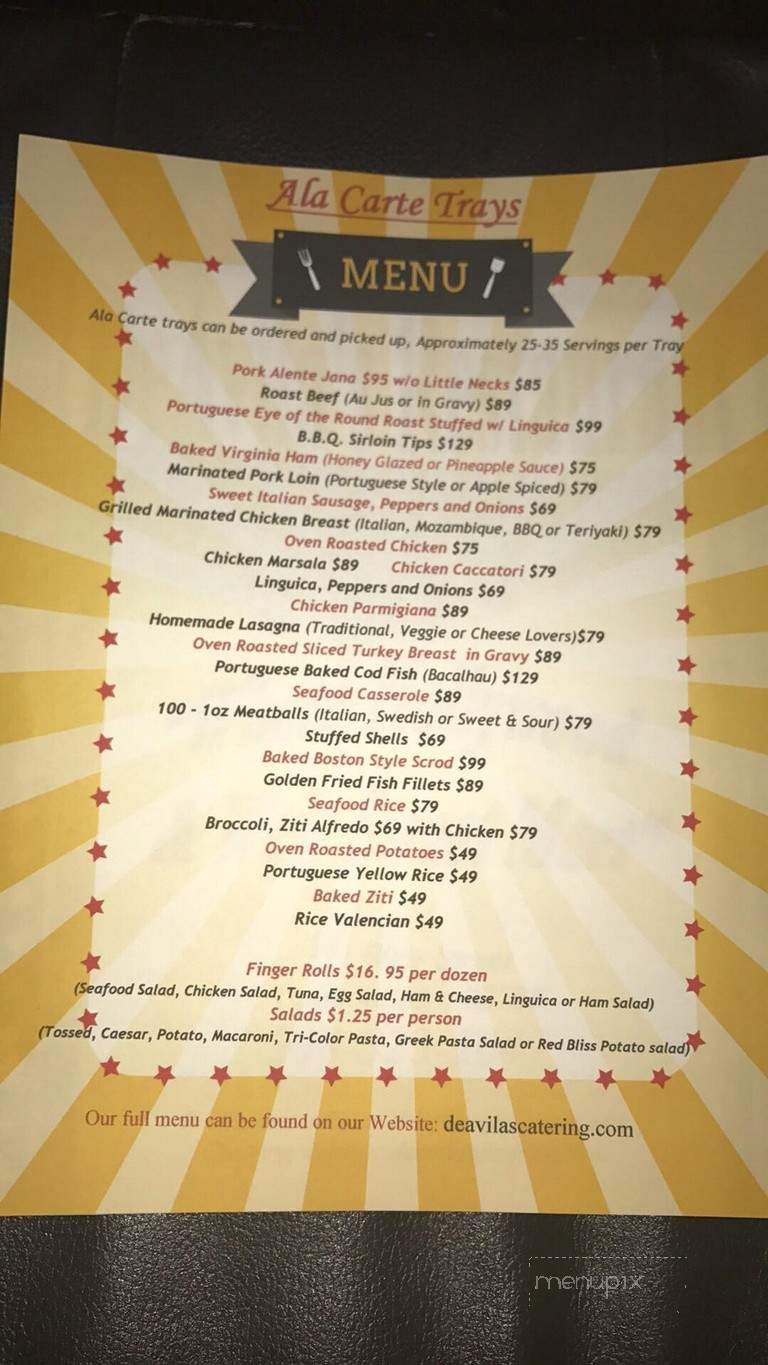 DeAvila's Restaurant and Catering - Taunton, MA menu_pic