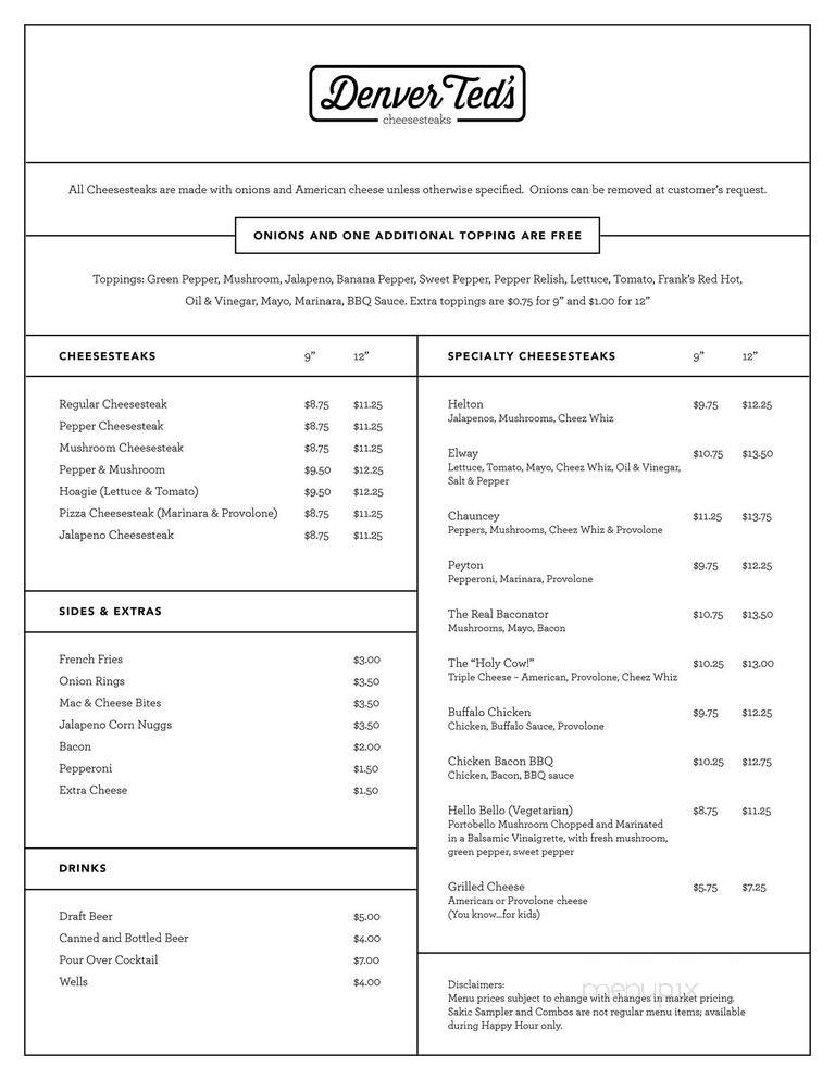Denver Ted's - Denver, CO menu_pic