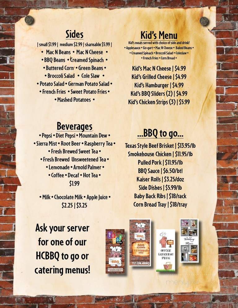Horner's Corner BBQ - Carlisle, PA menu_pic