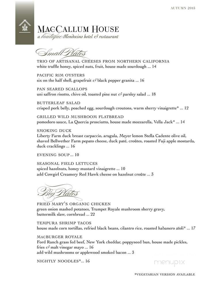 MacCallum House Inn - Mendocino, CA menu_pic