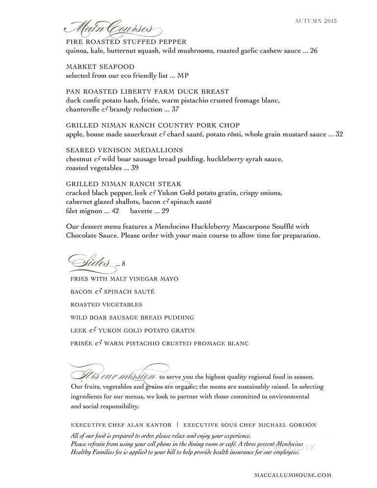 MacCallum House Inn - Mendocino, CA menu_pic