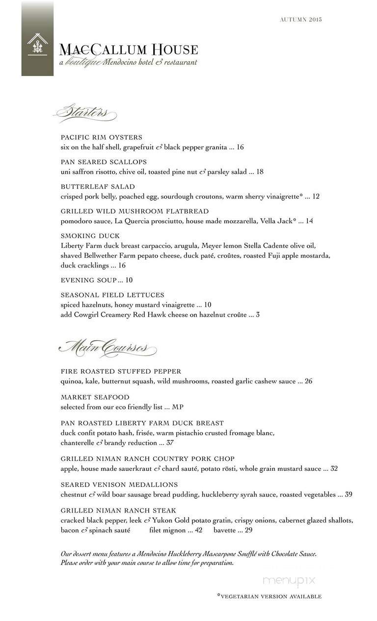 MacCallum House Inn - Mendocino, CA menu_pic