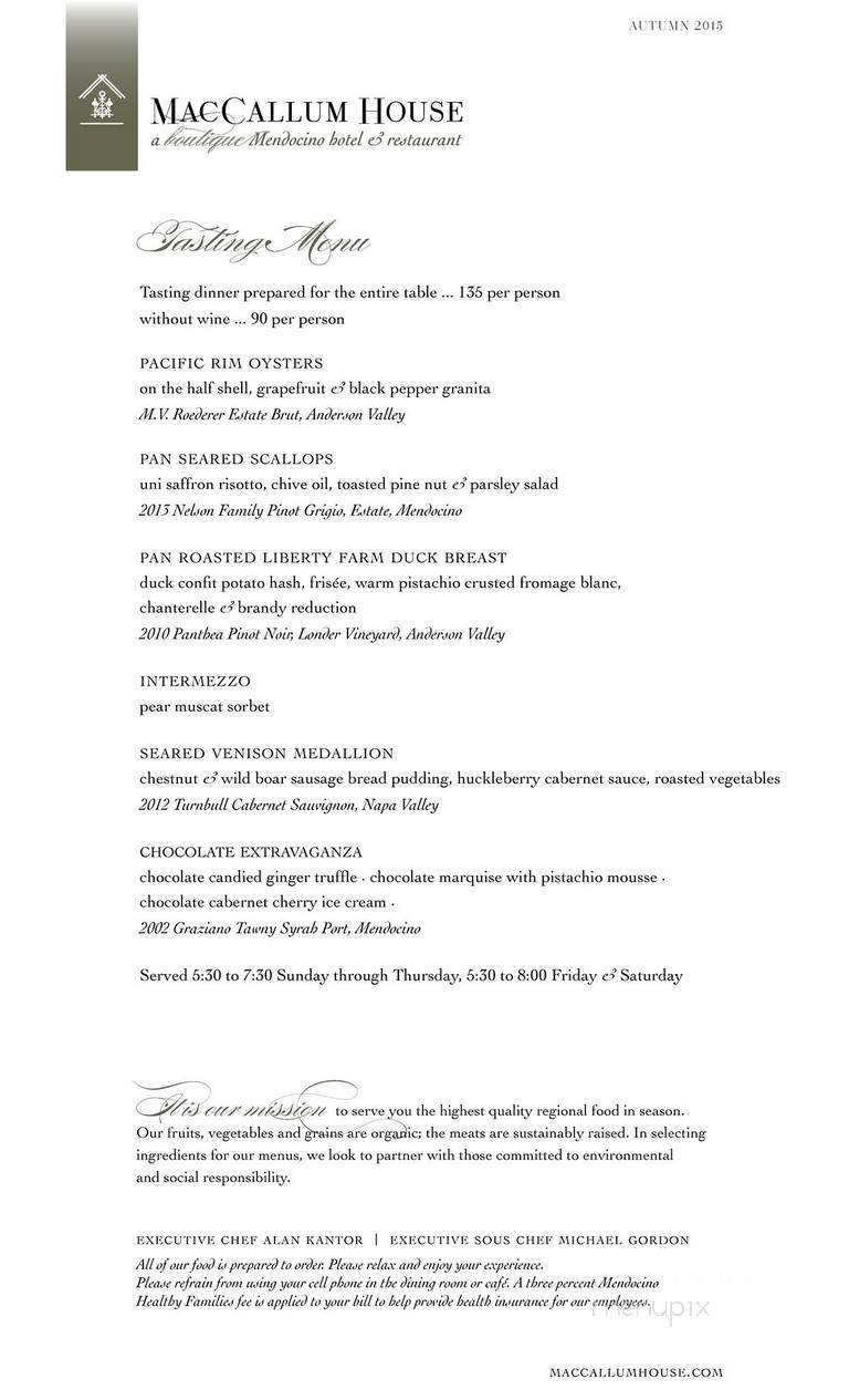 MacCallum House Inn - Mendocino, CA menu_pic