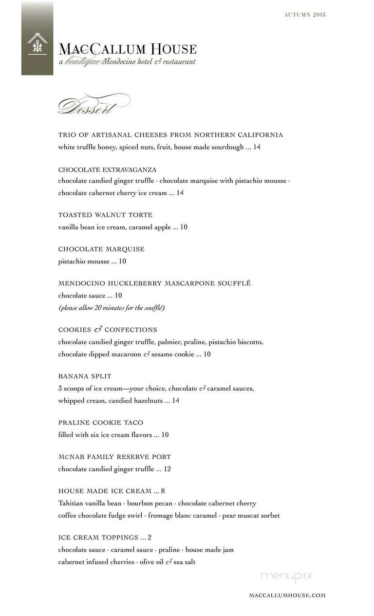 MacCallum House Inn - Mendocino, CA menu_pic