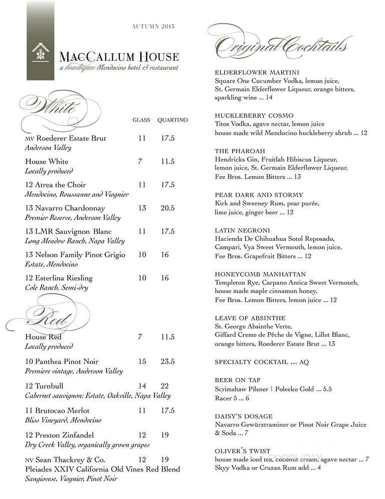 MacCallum House Inn - Mendocino, CA menu_pic