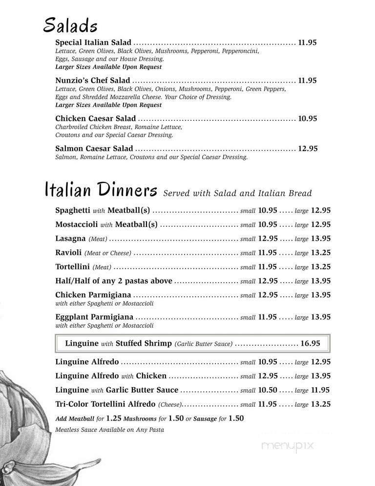 Nunzio's Restaurant - Loves Park, IL menu_pic