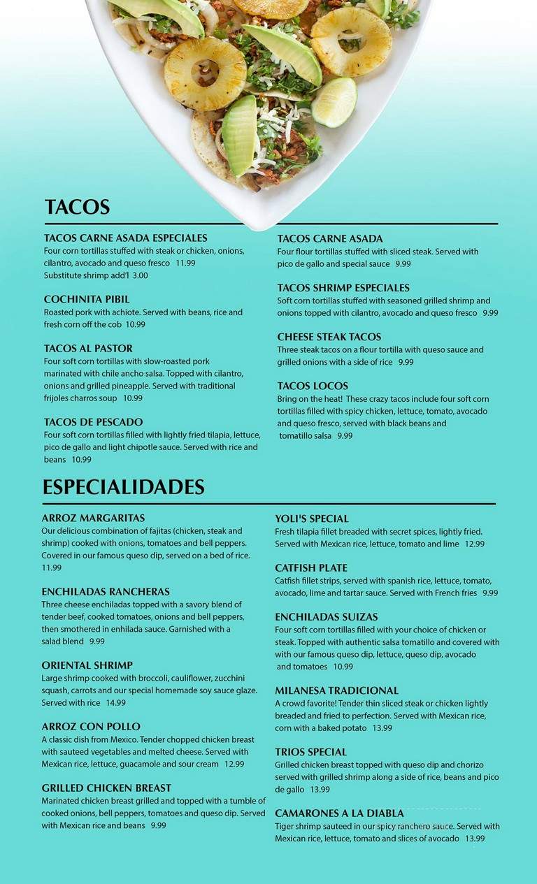Las Margaritas - Columbia, MO menu_pic
