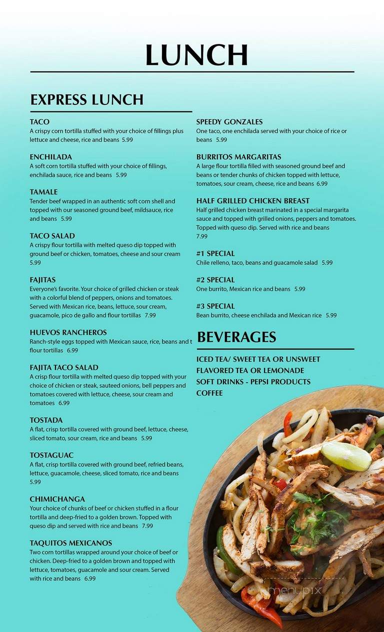 Las Margaritas - Columbia, MO menu_pic