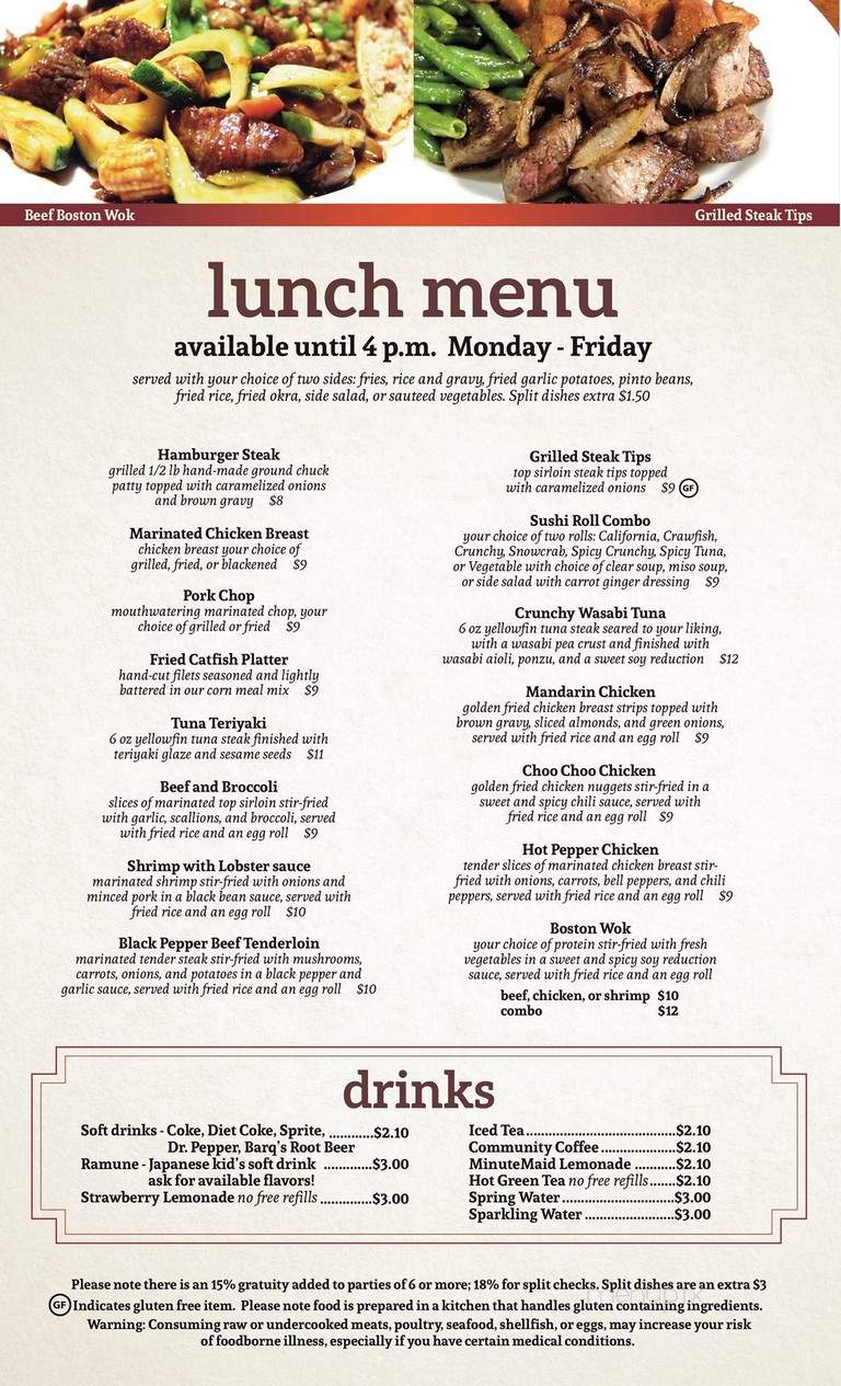 Menu of Boston Restaurant in Amite, LA 70422