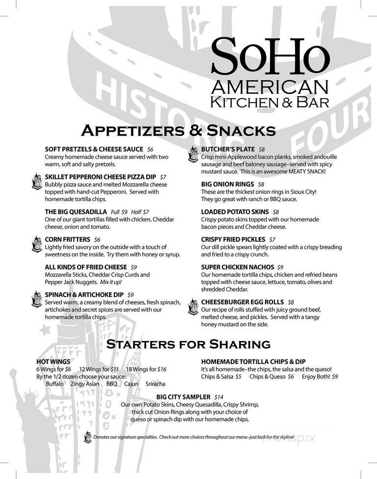 Soho - Sioux City, IA menu_pic