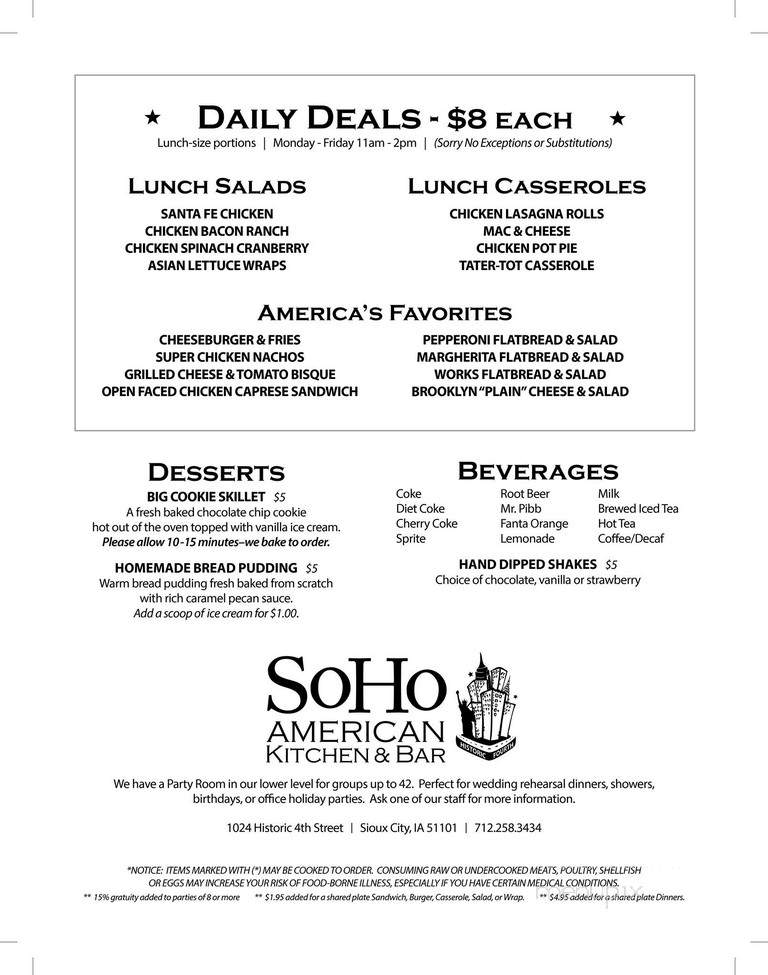 Soho - Sioux City, IA menu_pic