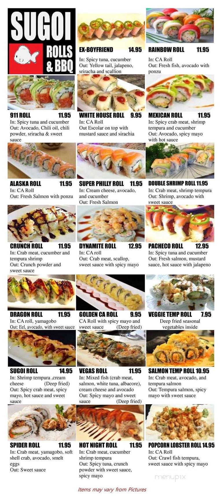 Sugoi Sushi - San Francisco, CA menu_pic