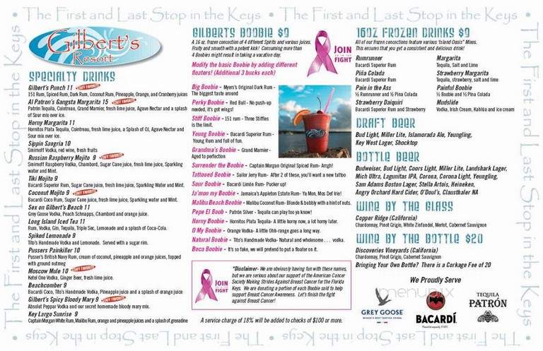 Gilbert's Restaurant and Tiki Bar - Key Largo, FL menu_pic