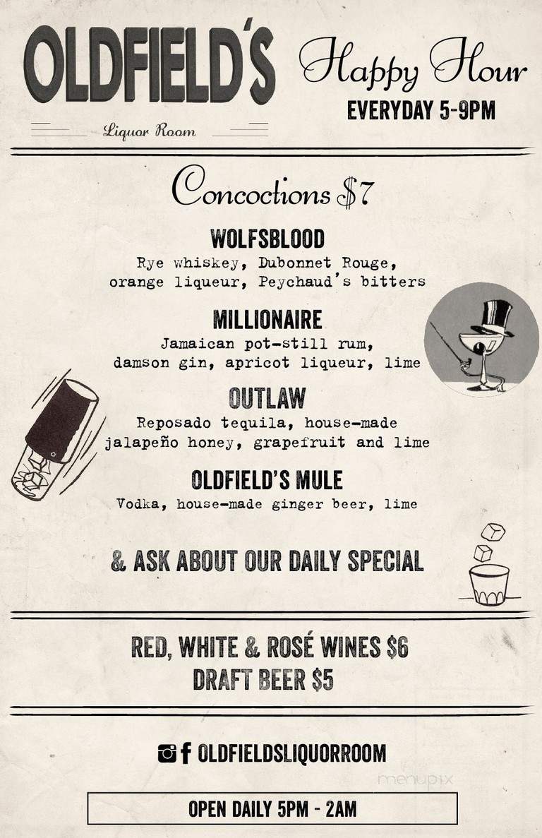 Oldfields Liquor Room - Los Angeles, CA menu_pic