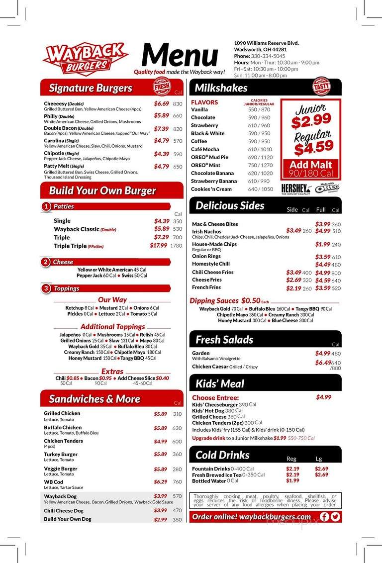 Jake's Wayback Burgers - Wadsworth, OH menu_pic