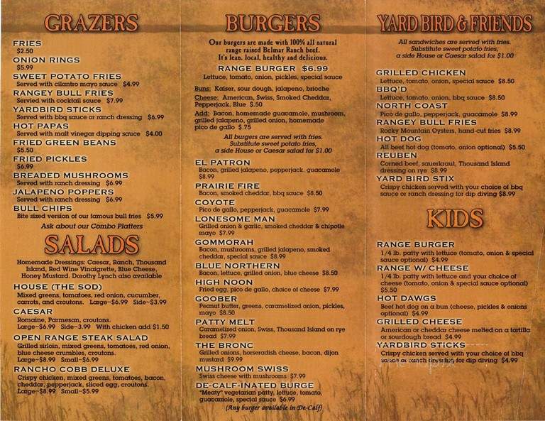 Open Range - Ogallala, NE menu_pic