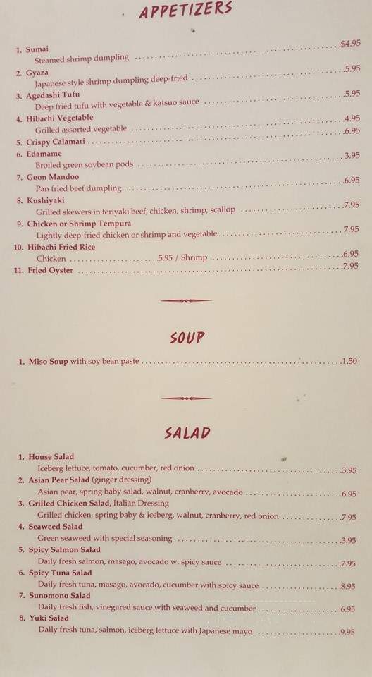 Yuki - Matamoras, PA menu_pic