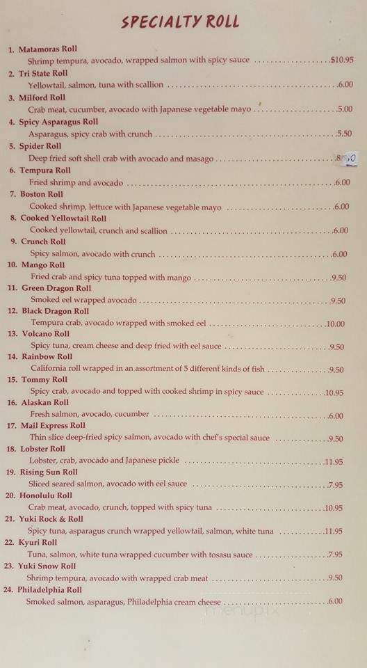 Yuki - Matamoras, PA menu_pic