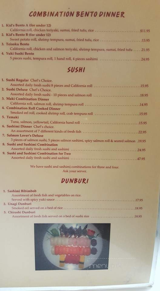 Yuki - Matamoras, PA menu_pic
