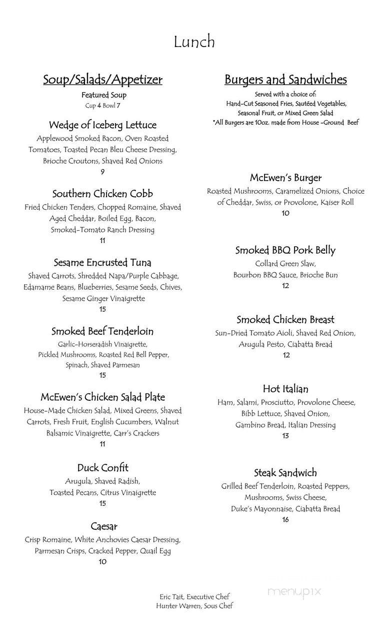 McEwen's - Oxford, MS menu_pic