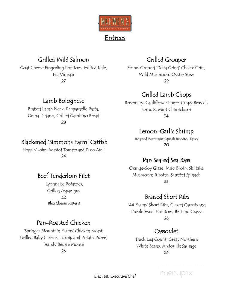 McEwen's - Oxford, MS menu_pic