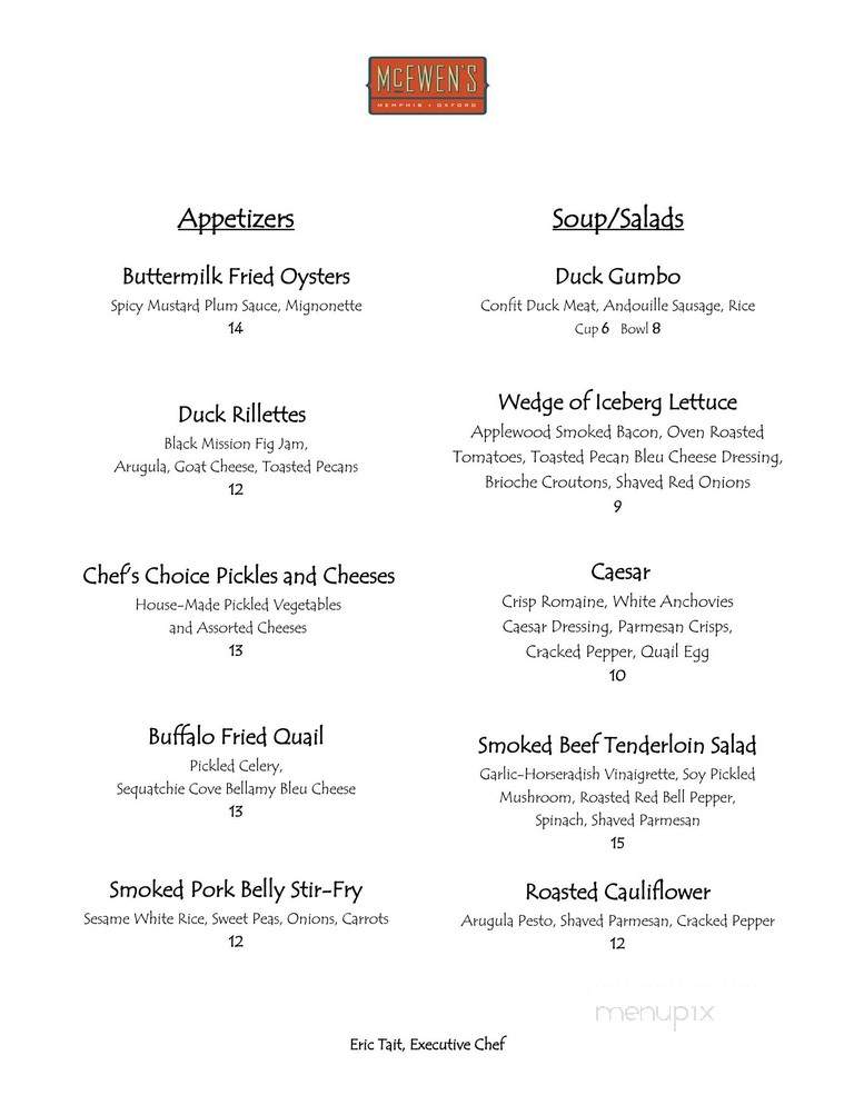 McEwen's - Oxford, MS menu_pic