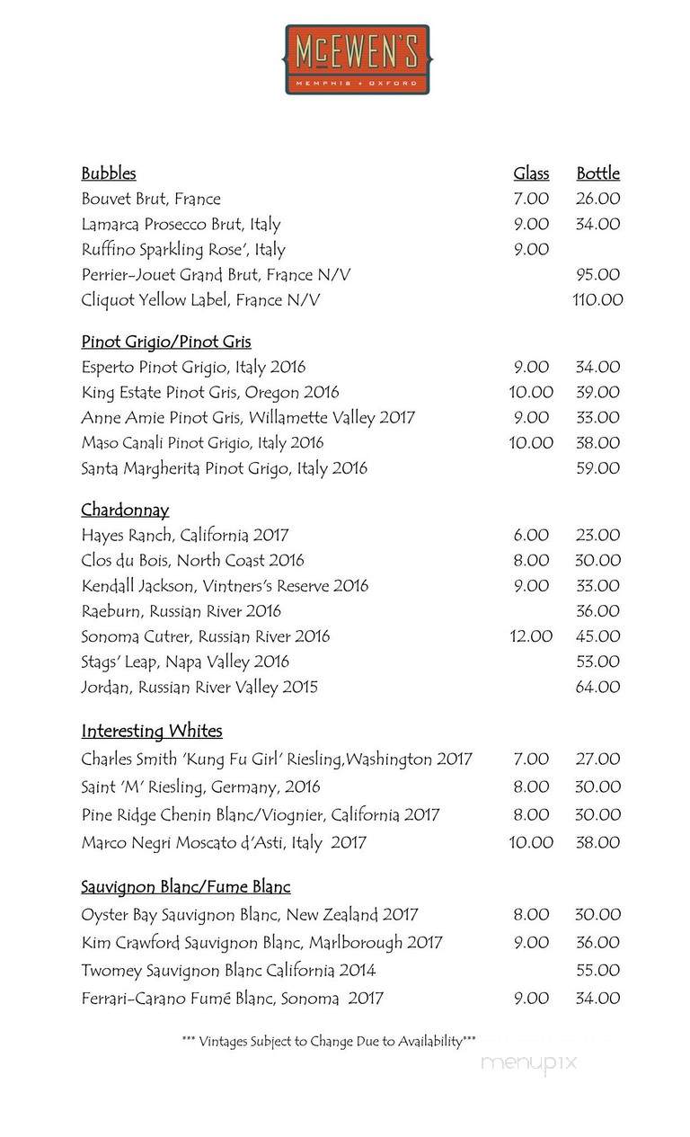 McEwen's - Oxford, MS menu_pic