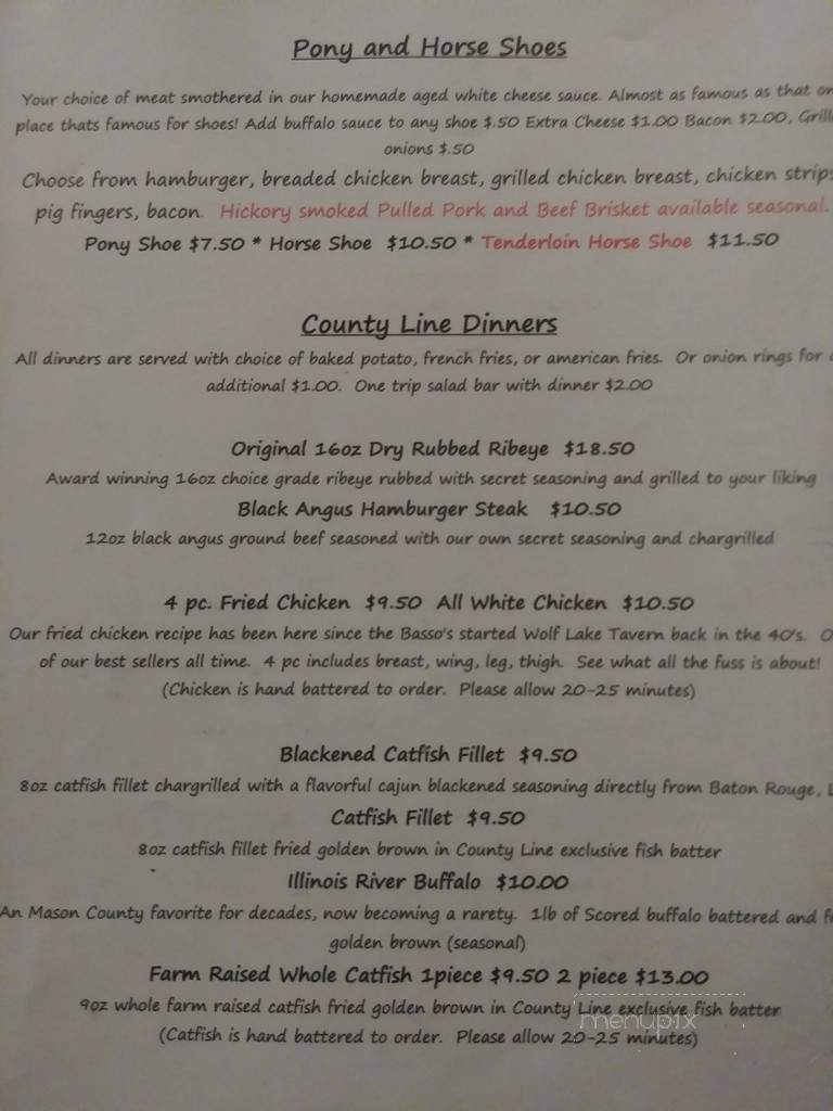 Butler's County Line Bar & Grill - Chandlerville, IL menu_pic