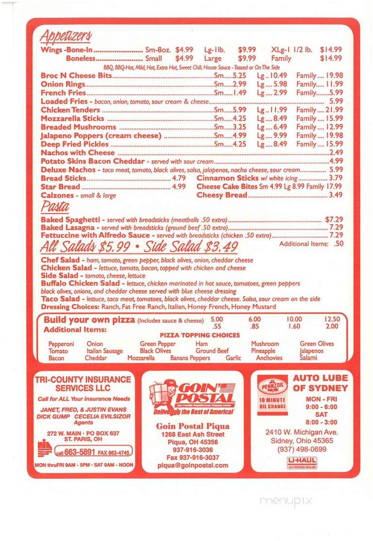 Jim's Pizza Chalet - Saint Paris, OH menu_pic