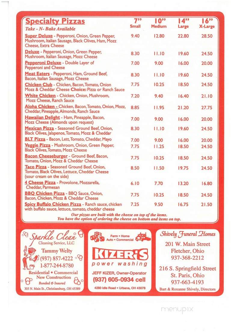 Jim's Pizza Chalet - Saint Paris, OH menu_pic
