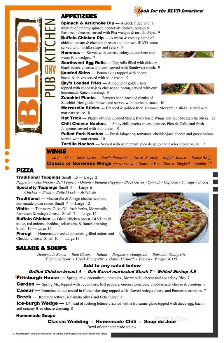 Boulevard Pub & Kitchen - Canonsburg, PA menu_pic