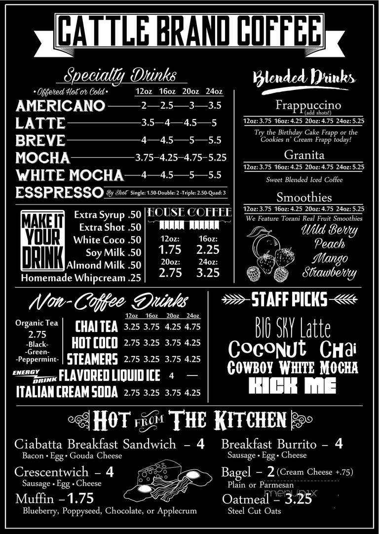 Cattle Brand Coffee - Forsyth, Mt menu_pic