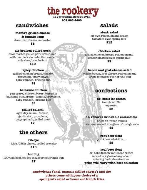 The Rookery Ale House and Grill - Pomona, CA menu_pic