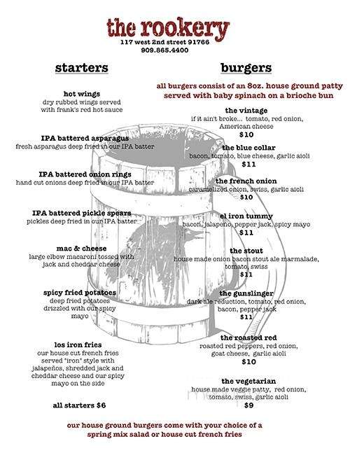 The Rookery Ale House and Grill - Pomona, CA menu_pic
