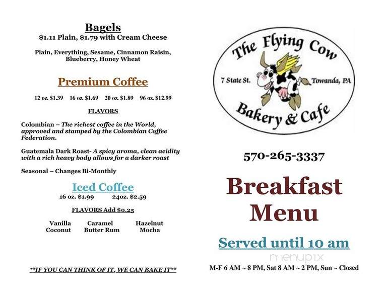 The Flying Cow Cafe - Norman, OK menu_pic