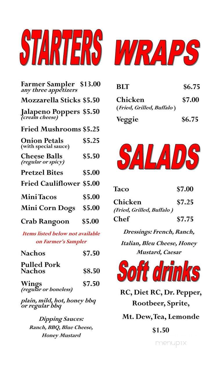The Farmhouse - Delavan, IL menu_pic