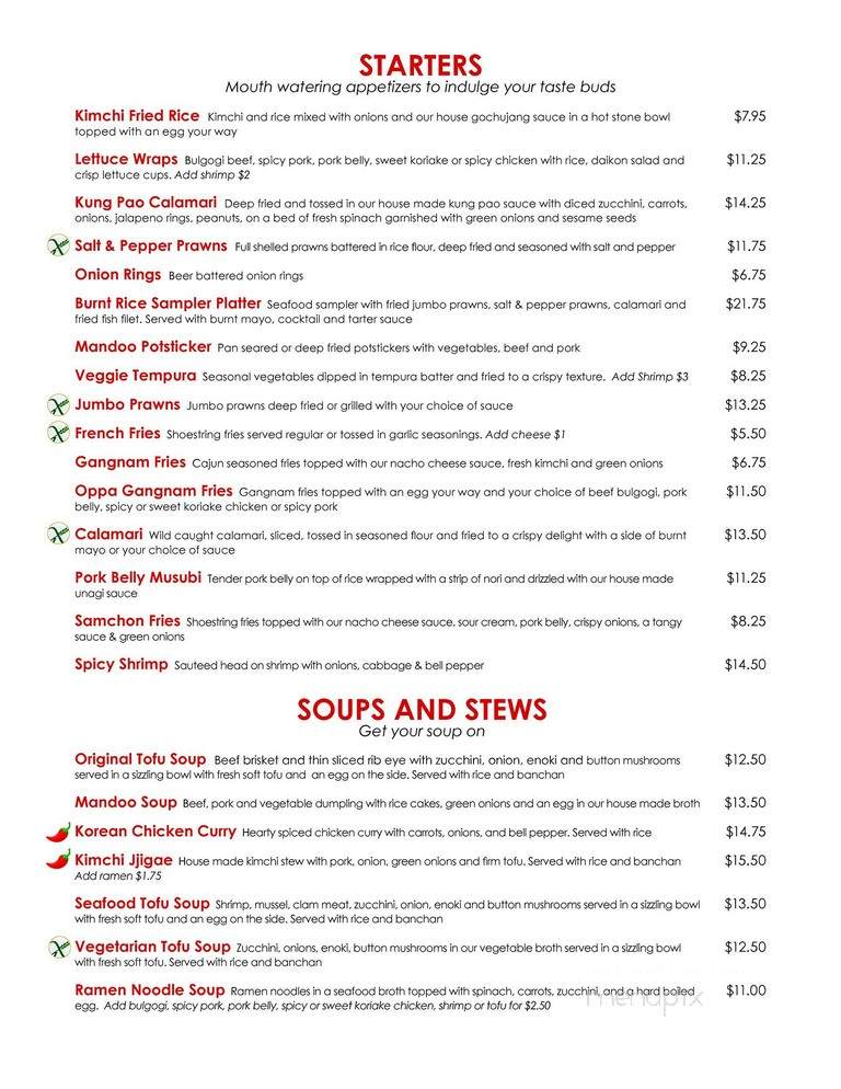 Burnt Rice Korean Restaurant - Fremont, CA menu_pic