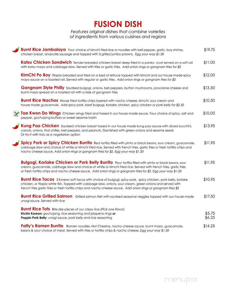 Burnt Rice Korean Restaurant - Fremont, CA menu_pic